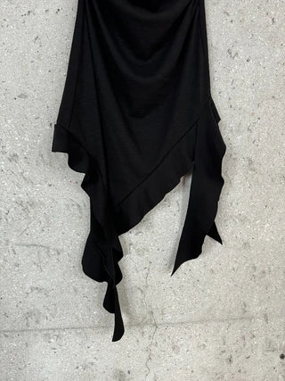 Slub Unbalanced Layered Frill Tube Top Dress