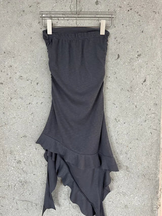 Slub Unbalanced Layered Frill Tube Top Dress