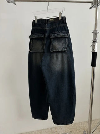 OOTJ/OOT 3D Back Pocket D-Ring Mega Wide Denim Pants