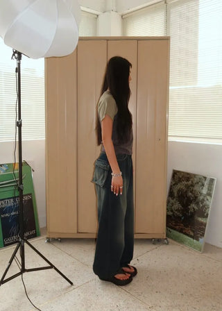 OOTJ/OOT 3D Back Pocket D-Ring Mega Wide Denim Pants