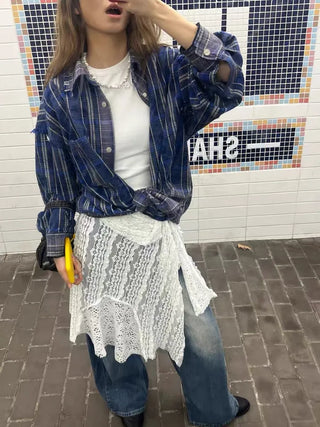 Lace Strap Layered Wrap Midi Skirt