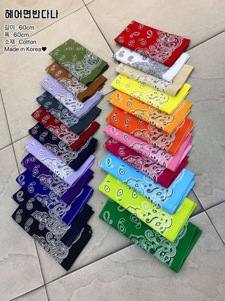 50cm, 60cm Paisley Bandana Cotton Handkerchief Scarf Hair Band Headband