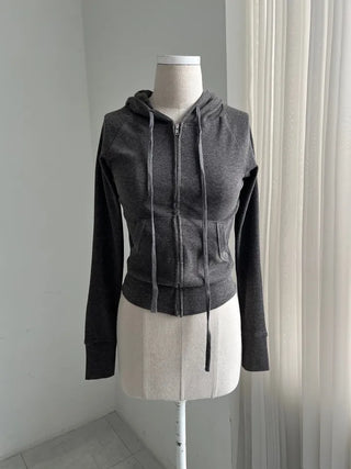 Charcoal Charcoal Golji Slim Fit Hooded Zip-Up