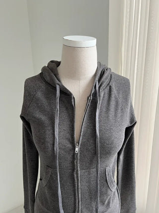 Charcoal Charcoal Golji Slim Fit Hooded Zip-Up