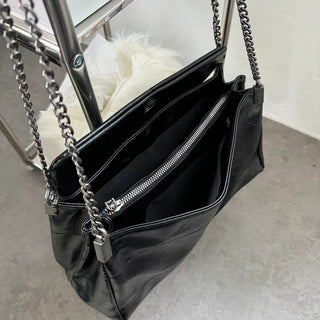 Square Metal Silver Chain Folder Shoulder Bag