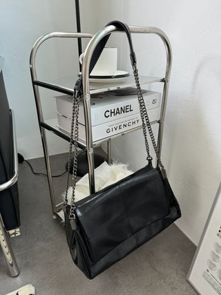 Square Metal Silver Chain Folder Shoulder Bag