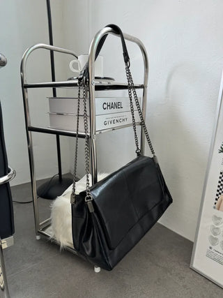 Square Metal Silver Chain Folder Shoulder Bag