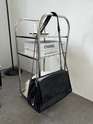 Square Metal Silver Chain Folder Shoulder Bag