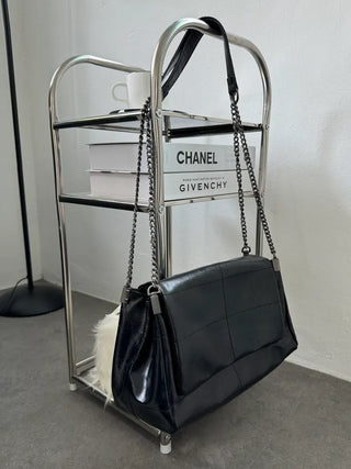 Square Metal Silver Chain Folder Shoulder Bag