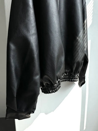Washed leather jacket, washed vintage garments leather blouson jumper