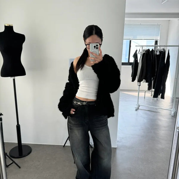 Black Green Teen Wide Denim Pants