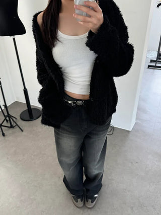 Black Green Teen Wide Denim Pants