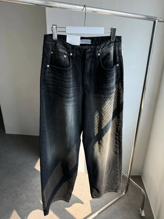 Black Green Teen Wide Denim Pants