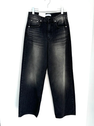 Black Green Teen Wide Denim Pants