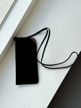 Cowhide suede sunglasses case, leather wallet, card holder, passport pouch