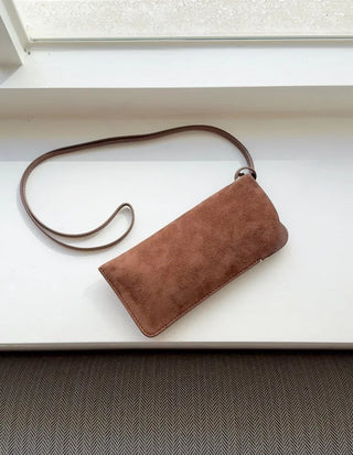 Cowhide suede sunglasses case, leather wallet, card holder, passport pouch