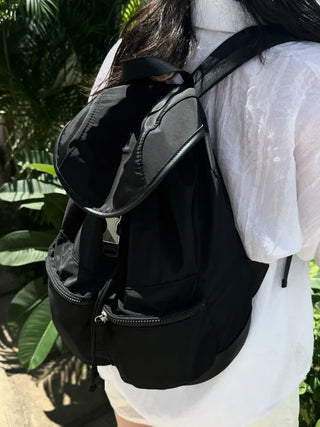 Mellow Zipper Pocket Nylon Backpack