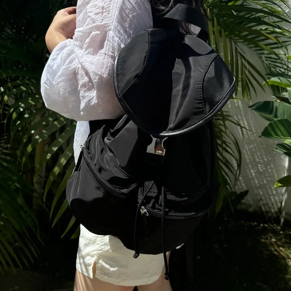 Mellow Zipper Pocket Nylon Backpack
