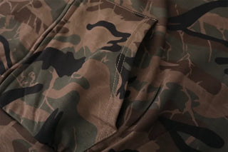 Oversized camouflage military hooded zip-up
