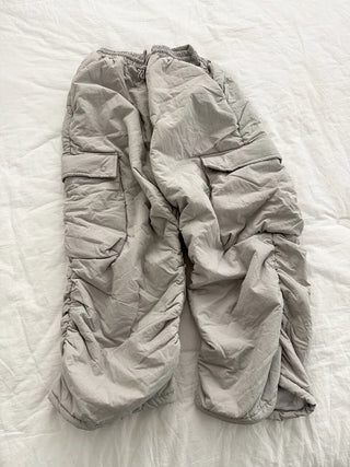 Padded shirring cargo wide pants