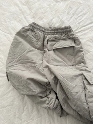 Padded shirring cargo wide pants