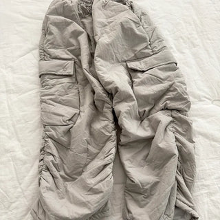 Padded shirring cargo wide pants