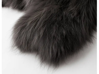 Dark gray loose-fit mink fur jacket