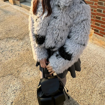milk cow hopi cropped short fur jacket