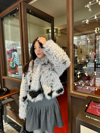 milk cow hopi cropped short fur jacket