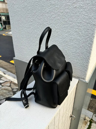 Three-pocket backpack mini leather backpack domestically made bag