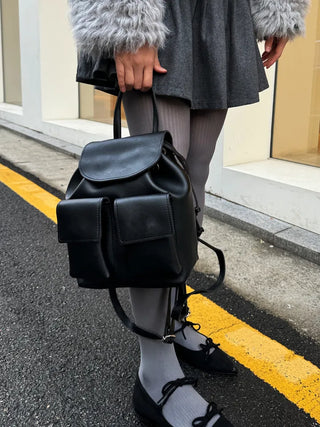 Three-pocket backpack mini leather backpack domestically made bag