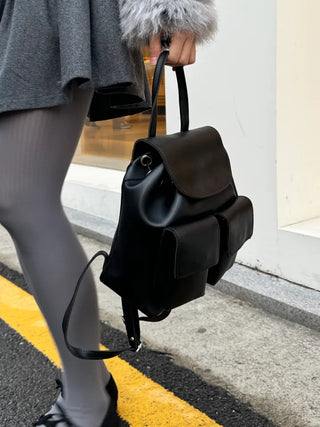 Three-pocket backpack mini leather backpack domestically made bag