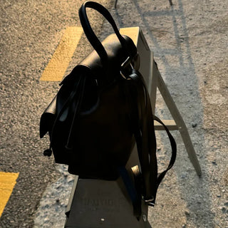 Three-pocket backpack mini leather backpack domestically made bag