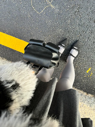 Three-pocket backpack mini leather backpack domestically made bag