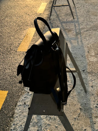 Three-pocket backpack mini leather backpack domestically made bag