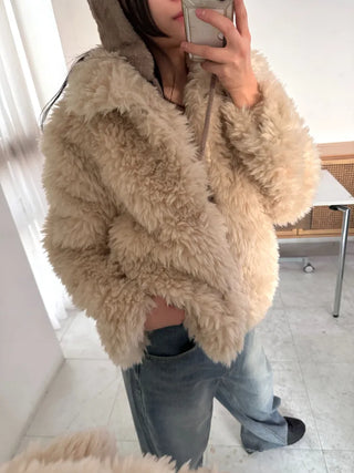 Robe Wool Winter Poggle Fleece Fur Jacket Year-end Look No Fur Shedding