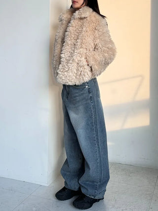 Robe Wool Winter Poggle Fleece Fur Jacket Year-end Look No Fur Shedding