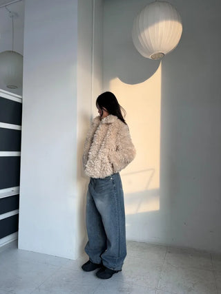 Robe Wool Winter Poggle Fleece Fur Jacket Year-end Look No Fur Shedding