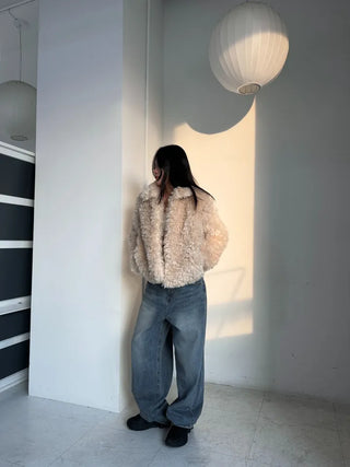 Robe Wool Winter Poggle Fleece Fur Jacket Year-end Look No Fur Shedding