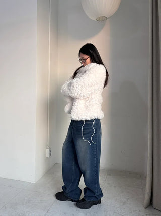 Robe Wool Winter Poggle Fleece Fur Jacket Year-end Look No Fur Shedding
