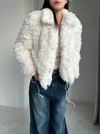 Robe Wool Winter Poggle Fleece Fur Jacket Year-end Look No Fur Shedding