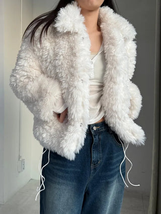 Robe Wool Winter Poggle Fleece Fur Jacket Year-end Look No Fur Shedding