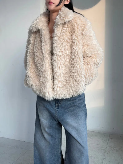Robe Wool Winter Poggle Fleece Fur Jacket Year-end Look No Fur Shedding
