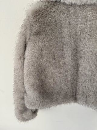 Two-tone collar mink crop fur jacket