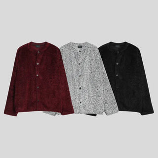 tender bouclé oversized loose-fit cardigan