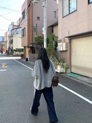 tender bouclé oversized loose-fit cardigan