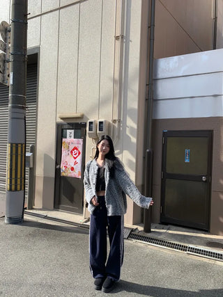 tender bouclé oversized loose-fit cardigan