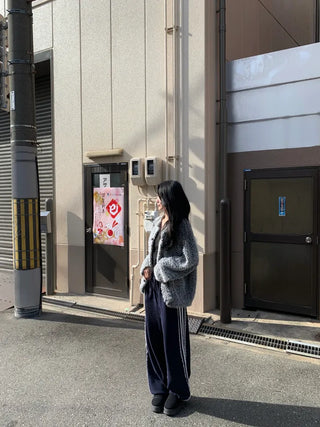 tender bouclé oversized loose-fit cardigan