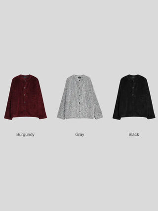 tender bouclé oversized loose-fit cardigan