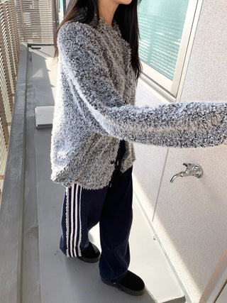 fleece-added lace wide jogger string line training pants